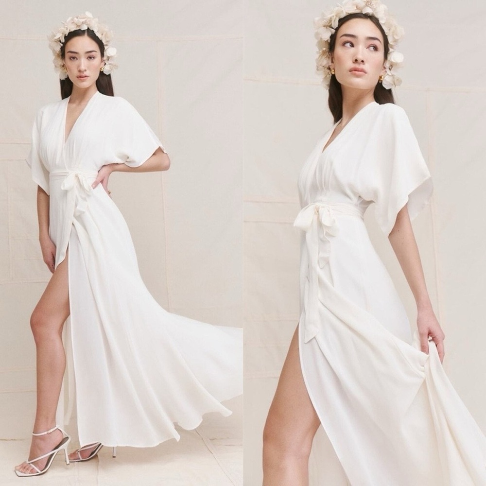 Reformation White Cream Winslow Wrap Maxi Dress Size M